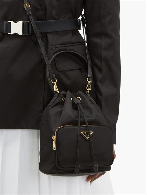 prada leather bucket bag|prada black nylon bucket bag.